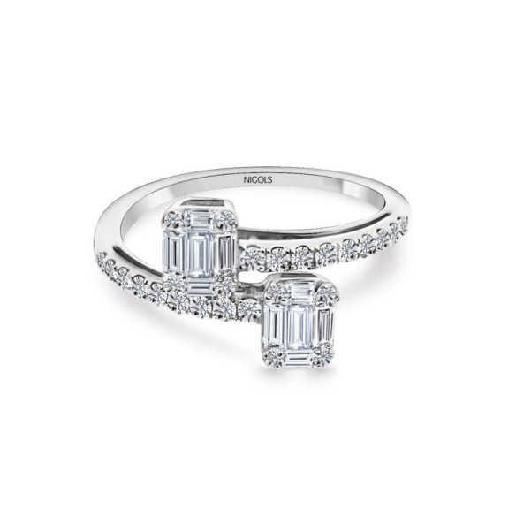 Anillo Diamantes Electra 0.85 Tu Y Yo Oro Blanco - Anillos Compromiso Aniversario