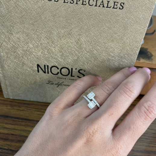 Anillo Diamantes Electra 0.85 Tu Y Yo Oro Blanco - Anillos Compromiso Aniversario 2