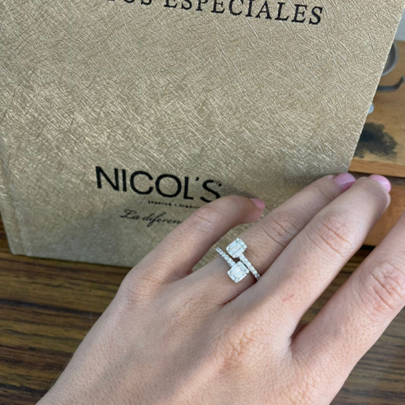 Anillo Diamantes Electra 0.85 Tu Y Yo Oro Blanco - Anillos Compromiso Aniversario
