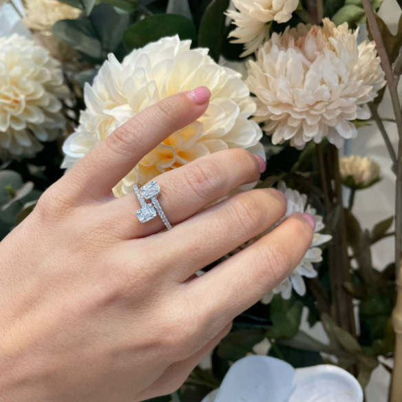 Anillo Diamantes Electra 0.85 Tu Y Yo Oro Blanco - Anillos Compromiso Aniversario