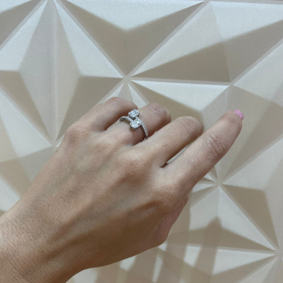 Anillo Diamantes Electra 0.85 Tu Y Yo Oro Blanco - Bagues de fiançailles d'anniversaire
