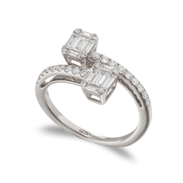 Anillo Diamantes Electra 0.85 Tu Y Yo Oro Blanco - Bagues de fiançailles d'anniversaire