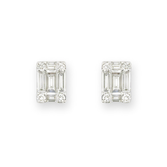 MINERVA Diamond Earrings 0.70 Square Studs - Diamond Earrings