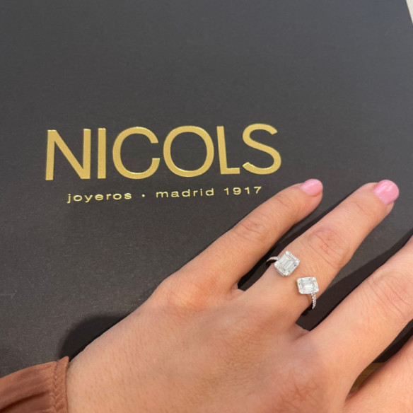 Anillo Diamantes Electra 0.65 Tu Y Yo Oro Blanco - Talla Baguette