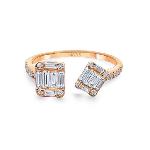 Anillo Diamantes Electra 0.65 Tu Y Yo Oro Rosa - Talla Baguette