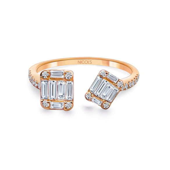 Anillo Diamantes Electra 0.65 Tu Y Yo Oro Rosa - Talla Baguette