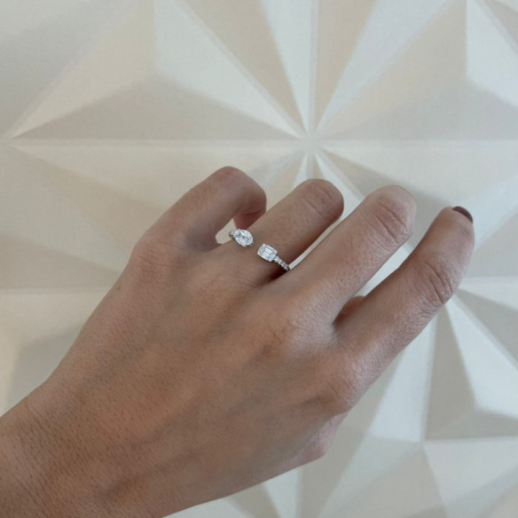 Anillo Pasión de Diamantes 0.50 - Sculpture baguette