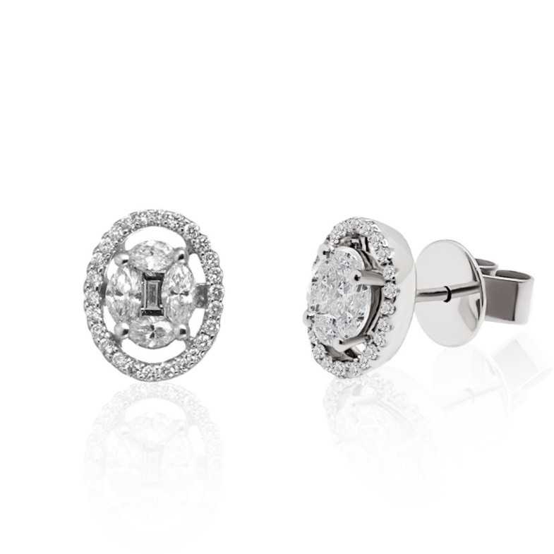 Pendientes Diamantes Dormilonas Oval - Pendientes de Novia