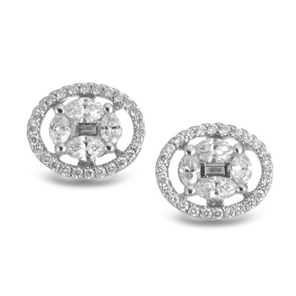 Pendientes Diamantes Dormilonas Oval - Pendientes de Novia