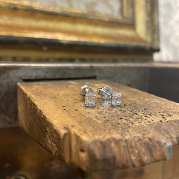 Pendientes Diamantes Dormilonas Square - Pendientes de Novia