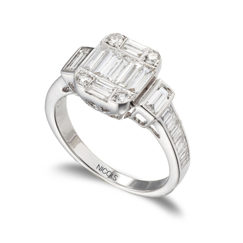 Anillo Diamantes Aniversario Wedding Band - Sculpture baguette