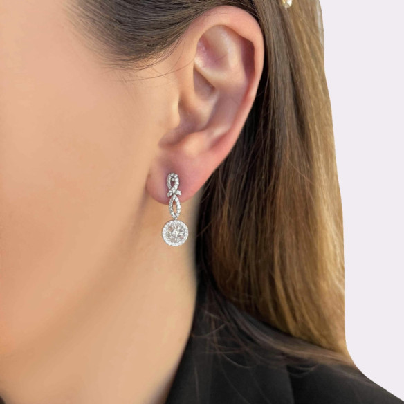 Diamond earrings ANNIVERSARY ROUND - Bride earrings