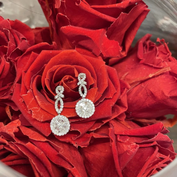 Orecchini con diamanti rotondi anniversario - Orecchini della sposa