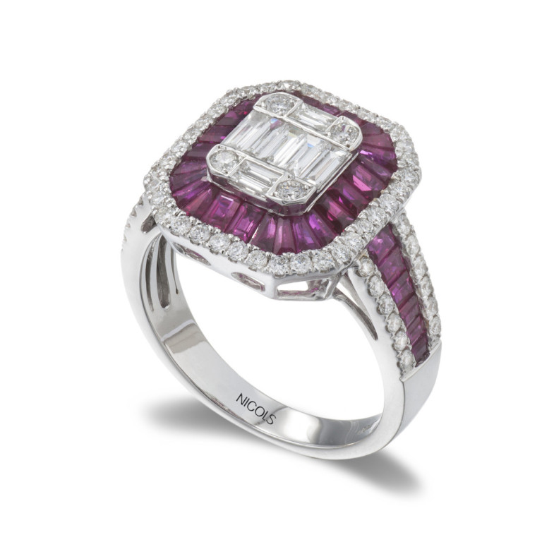 Ring Diamanten Rubys Sello Square - Rubinringe