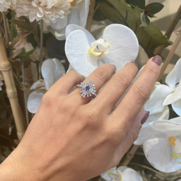Anillo Diamantes y Zafiro Copo de Nieve - Anillos de Zafiro