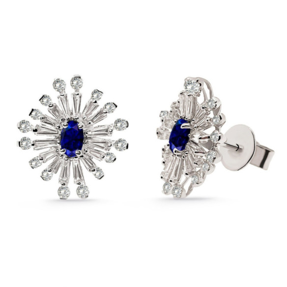 Pendientes Diamantes y Zafiro Copo de Nieve - Pendientes de Zafiro
