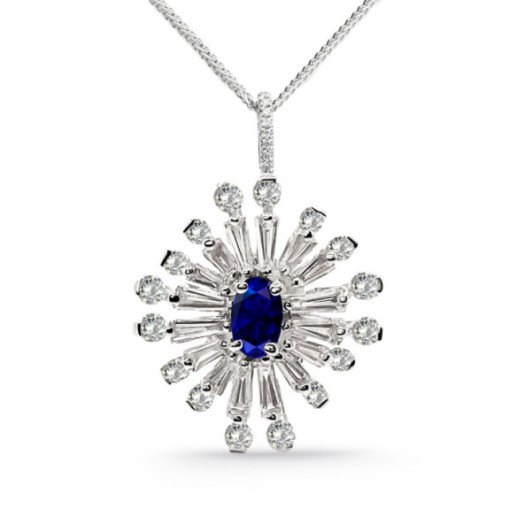 Colgante Diamantes y Zafiro Copo de Nieve - Blaue Steine Anhänger