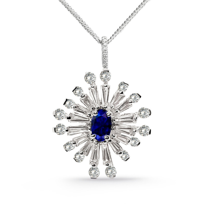 Colgante Diamantes y Zafiro Copo de Nieve - Colgantes de Piedras Azul