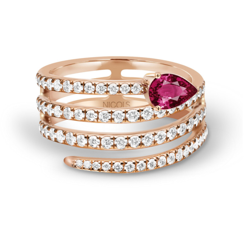 Anillo Rubí y Diamantes Delicia - Bagues rubis