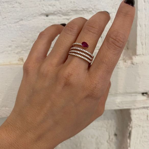 Anillo Rubí y Diamantes Delicia - Bagues rubis