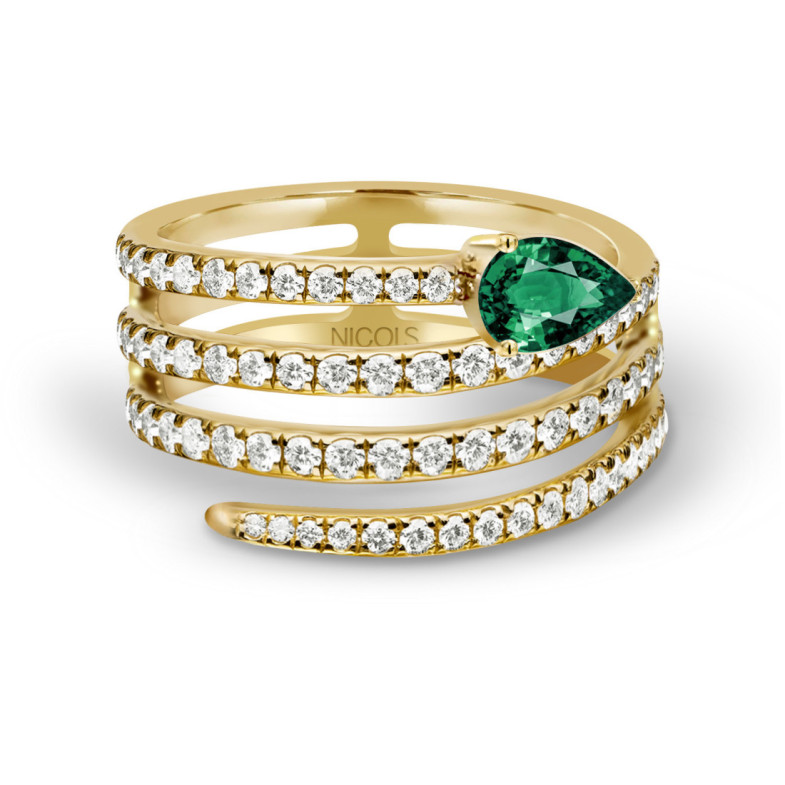 Anillo Esmeralda y Diamantes Delicia - Anillos de Esmeralda