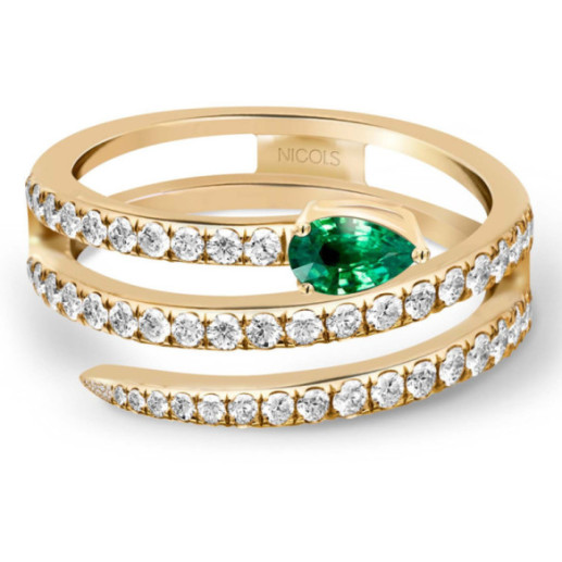 Anillo Diamantes y Esmeralda Delicia - Smeraldo