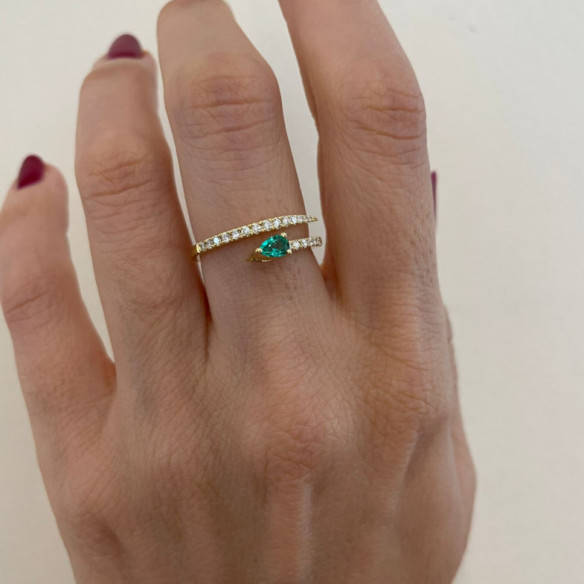 Emerald Delight Ring with Diamonds - Emerald rings
