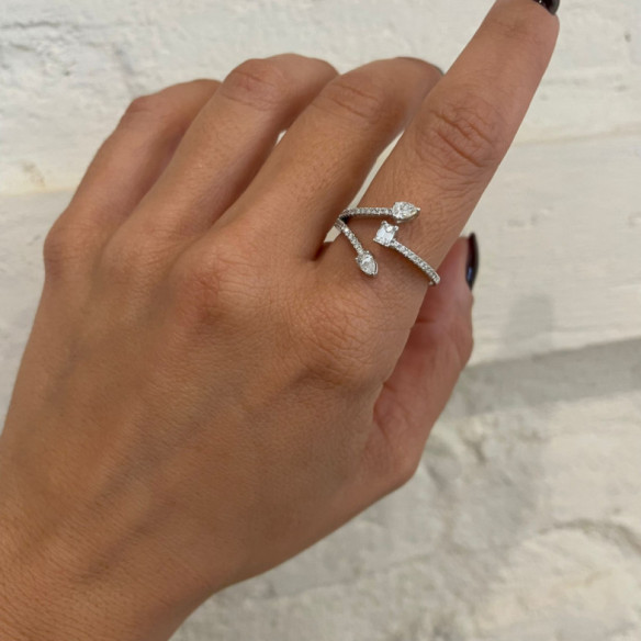 Anillo Diamantes abierto Jasmine - TALLA PERA