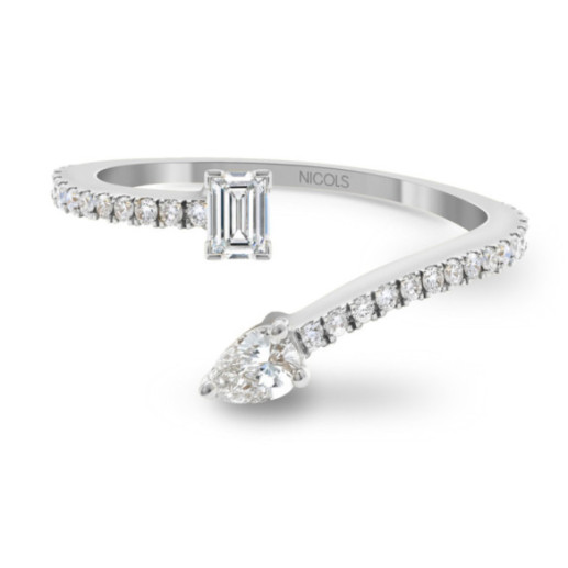 Anillo Diamantes Tu y yo Jasmine Oro Blanco - Emerald