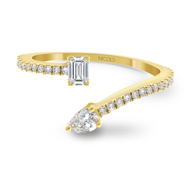 Anillo Oro y Diamantes tu y yo Jasmine - Talla Esmeralda