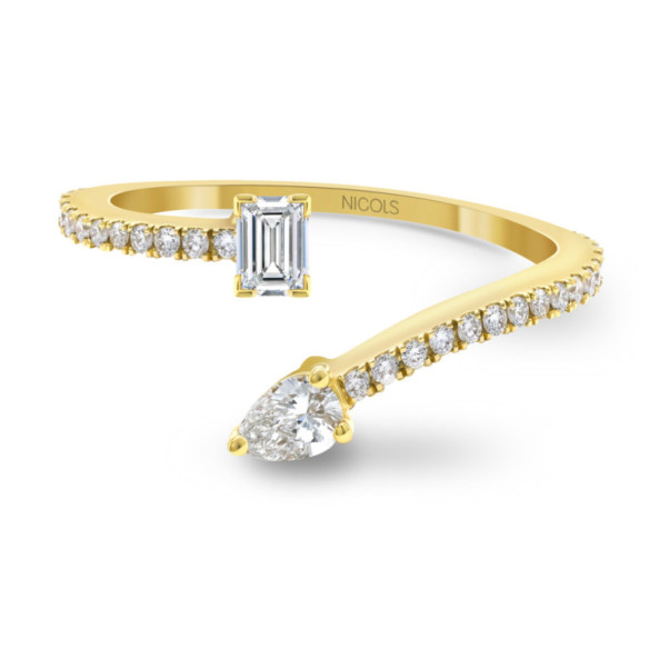 Anillo Oro y Diamantes tu y yo Jasmine - Talla Esmeralda
