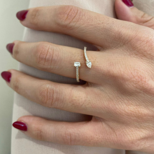 Anillo Tu y Yo Oro rosa y diamantes Jasmine - Talla Esmeralda 2