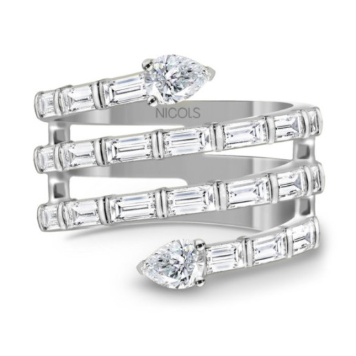 Anillo Diamantes Jasmine Snake Oro Blanco - Talla Baguette