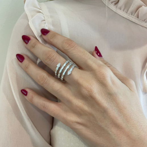 Anillo Diamantes Jasmine Snake Oro Blanco - Schnitzen von Baguette 2
