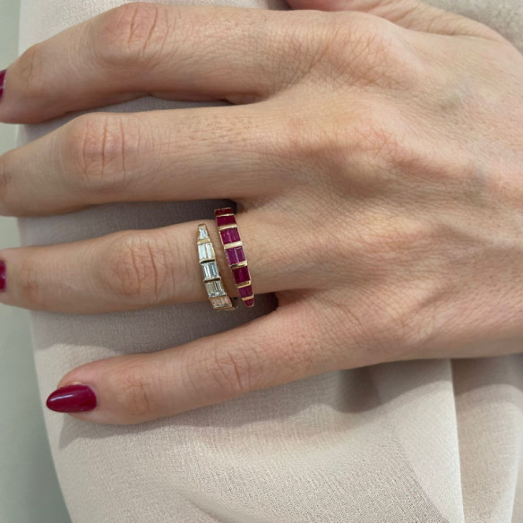 Anillo Diamantes y Rubís Royal Snake Oro Rosa - Anillos Piedras Color