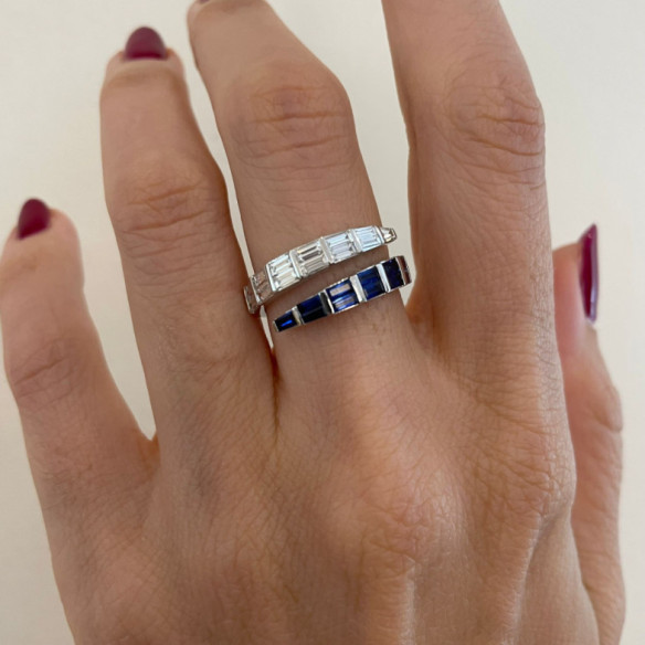 Anillo Zafiros y Diamantes Royal Snake Oro Blanco - Anillos de Zafiro