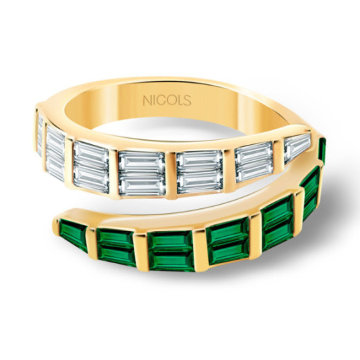 Anillo Esmeraldas y Diamantes Royal Snake Oro Amarillo - Smeraldo