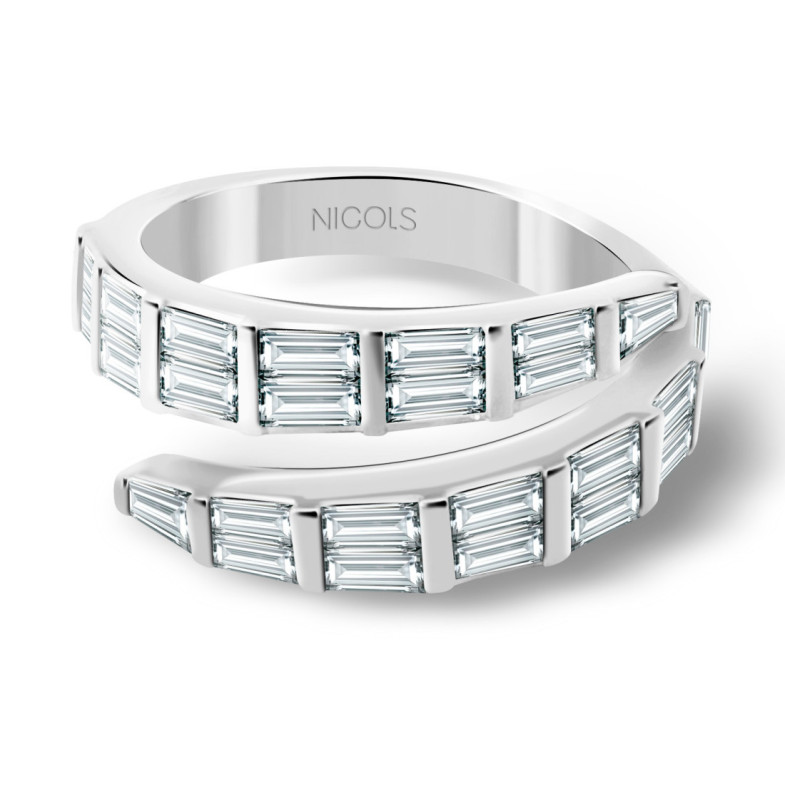 Anillo Diamantes Royal Snake Oro Blanco - Talla Baguette