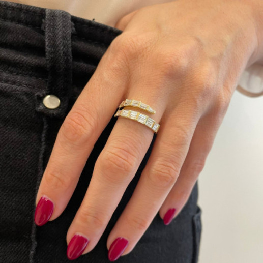 Anillo Diamantes Royal Snake Oro Amarillo - Baguette de escultura 2