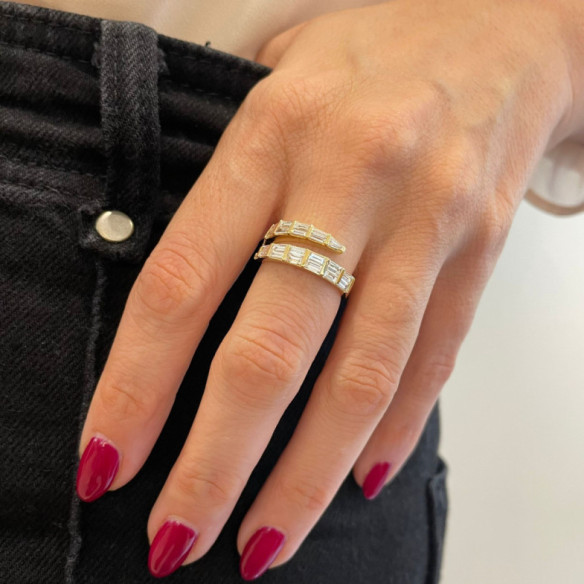 Anillo Diamantes Royal Snake Oro Amarillo - Intaglio baguette