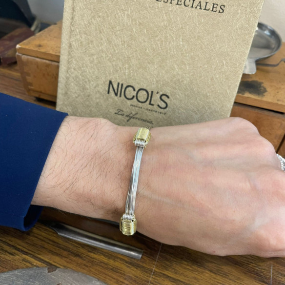 Pulsera Plata Oro Amarillo Nudo Corredera 6 Hilos - PULSERAS