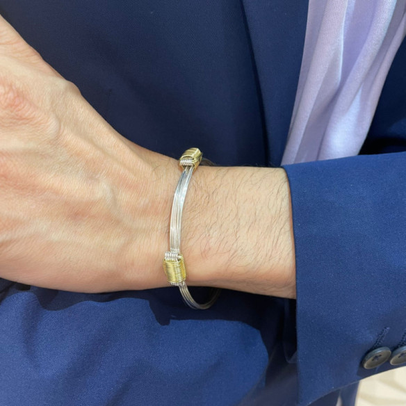 Pulsera Plata Oro Amarillo Nudo Corredera 6 Hilos - PULSERAS