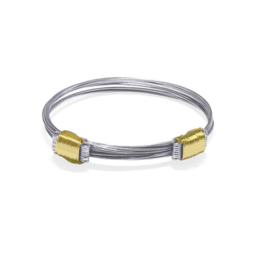 Pulsera Plata Oro Amarillo Nudo Corredera 8 Hilos - Bracelets d'argent