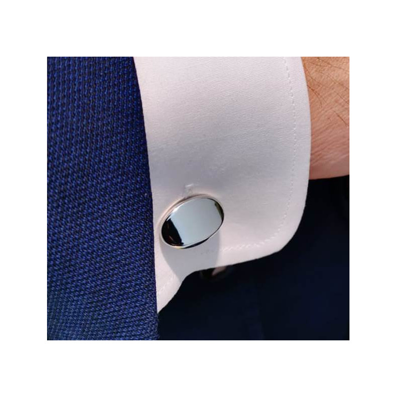 Gemelos De Plata Oval Grabable - Gemelos para Grabar