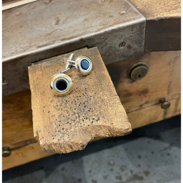 Gemelos De Plata Y Oro Onix - Gemelos para Grabar