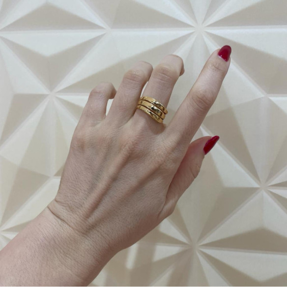 Gold Ring Elegance Three Flat Bands - Golden rings without stones