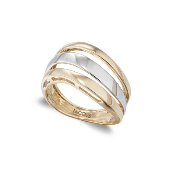 Gold Ring Elegance Three Flat Bands - Golden rings without stones
