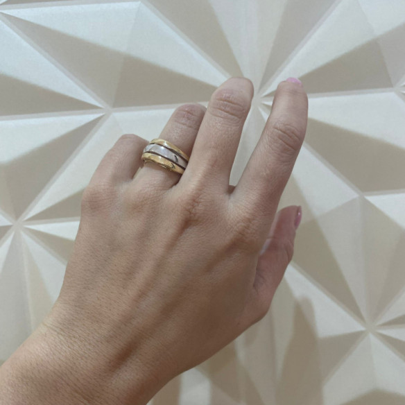 Anillo Oro Elegancia Tres Bandas Planas - Anillos de Oro Sin Piedras