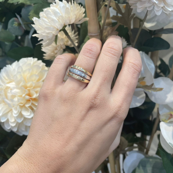 Anillo Oro Elegancia Tres Bandas Planas - Anillos de Oro Sin Piedras