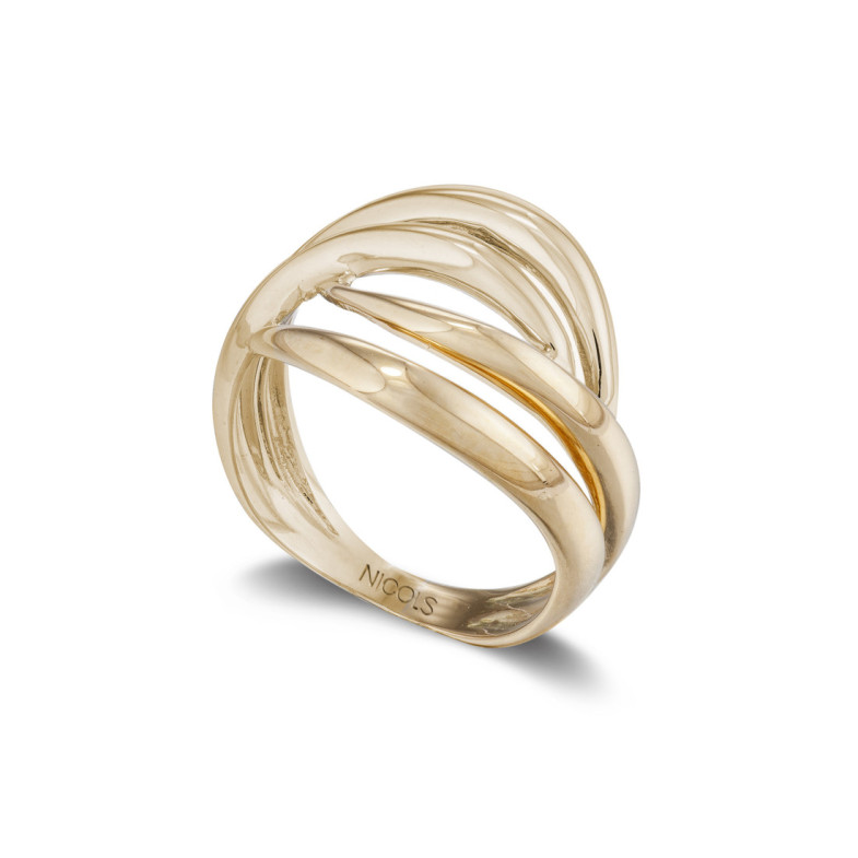 Ring Skulptur Gold Sie und ich Doppelband Gelbgold - Goldene Ringe ohne Steine